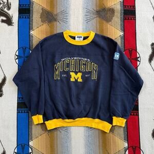 Vintage University Of Michigan Wolverines Embroidered Crewneck Sweatshirt Medium
